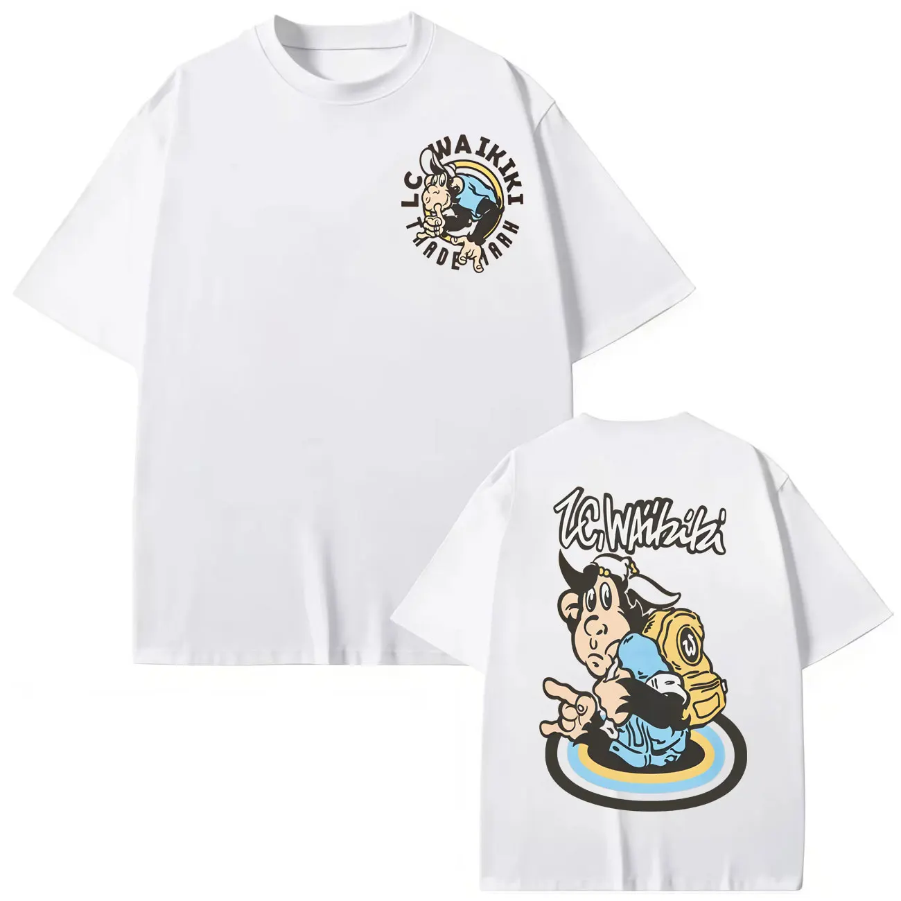 

Lc Waikiki Monkey Graphic T Shirts High Quality Fashion Short Sleeve T-shirts Men Women Casual Loose Cotton T-shirt Streetwear