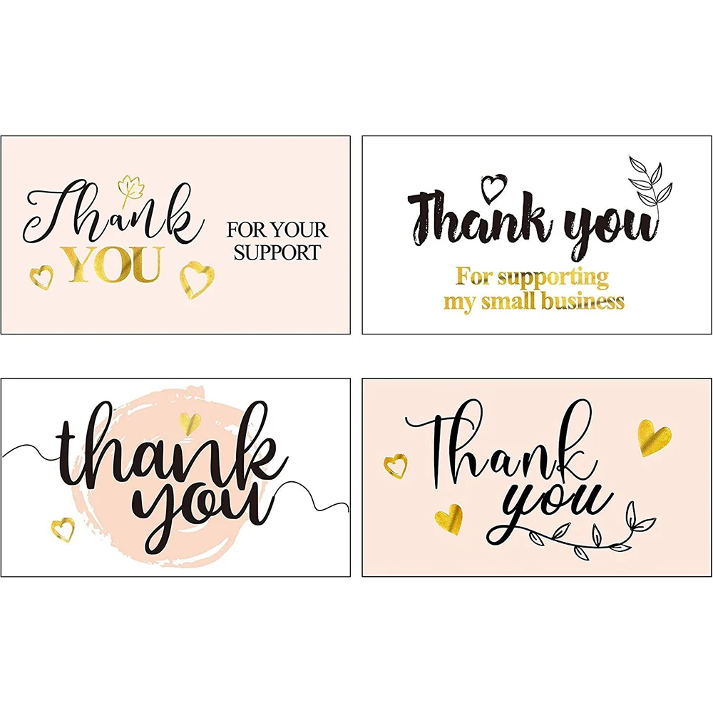 50pcs Pink Thank You Card For Your Order  Support Small Business Decoration Labels Card For Gift Box Packing Bag Handmade Store