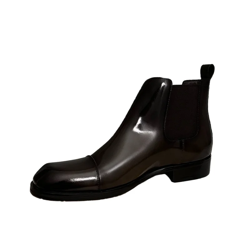 

British Style Business Casual Chelsea Boots Men's Shoes Autumn Winter Fashion Square Toe Formal Work Genuine Leather Male Boots