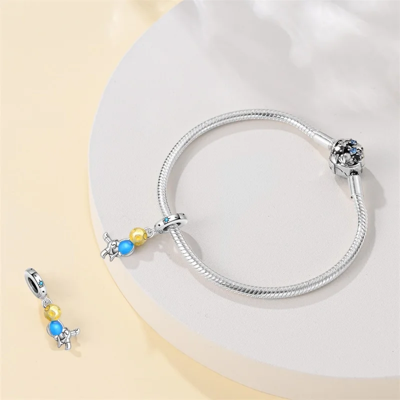 New 925 Sterling Silver Space Enthusiast Commemorative Significance Charms Beads 3mm DIY Gift Fine Jewelry Making