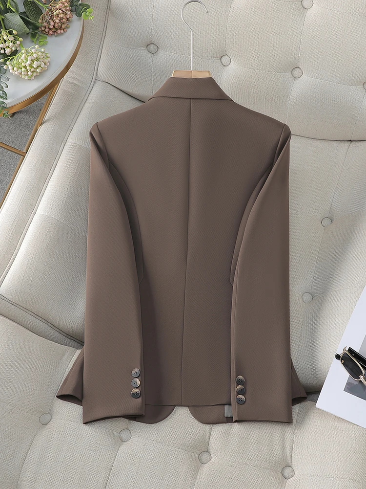 New Arrival Women Formal Blazer Ladies Beige Brown Black Solid Female Long Sleeve Business Work Wear Jacket For Autumn Winter