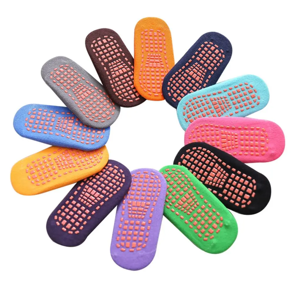 Autumn/Winter/Spring/Summer Non-slip Floor Socks Candy Color Cotton Yoga Trampoline Socks Soles Glue Early Education Socks