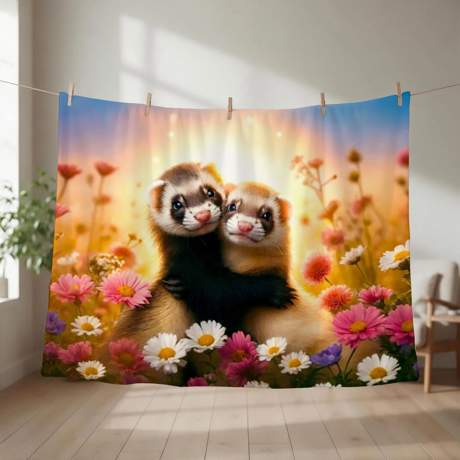 Ferrets First Valentine's Day Throw Blanket Thin Moving Personalized Gift anime Blankets