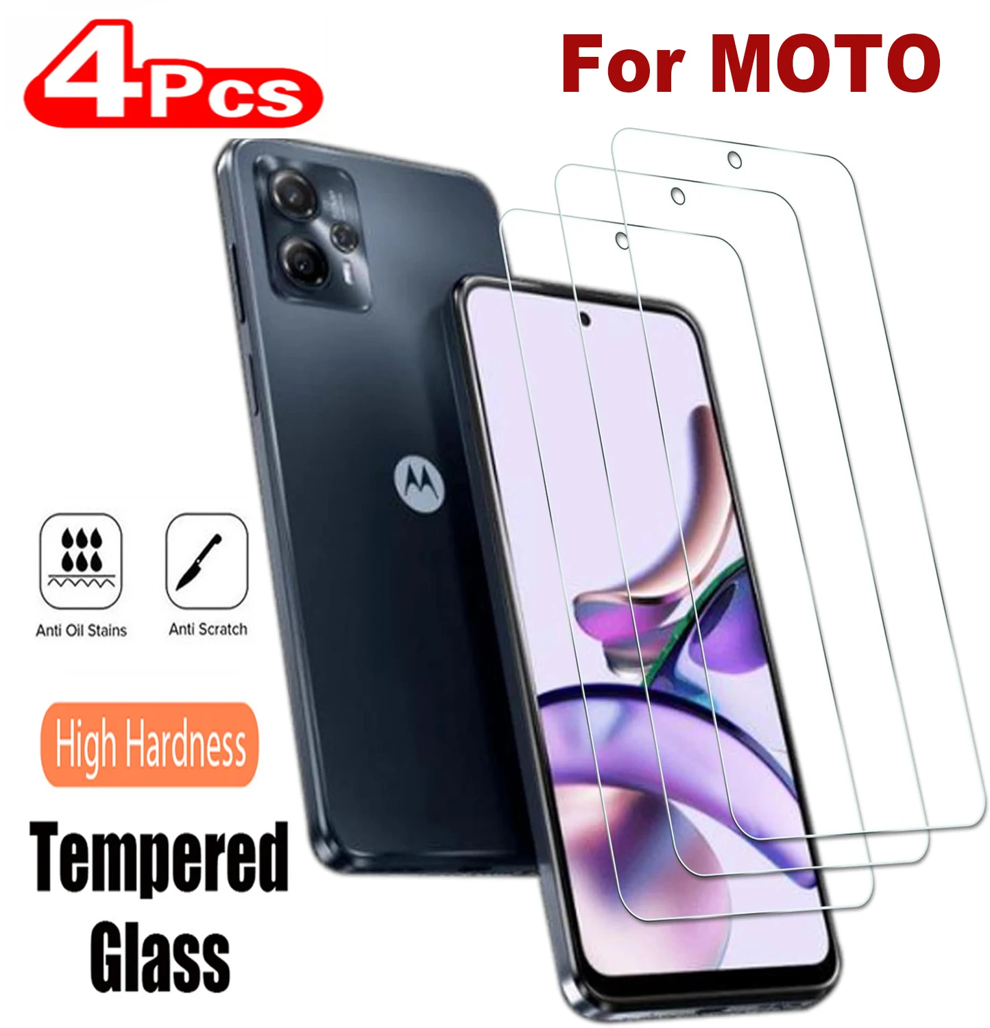 

9H Screen Protector Glass For Motorola Moto G04 G04S G64 G14 G34 G54 G84 5G 2/4Pcs HD Tempered Glass Film