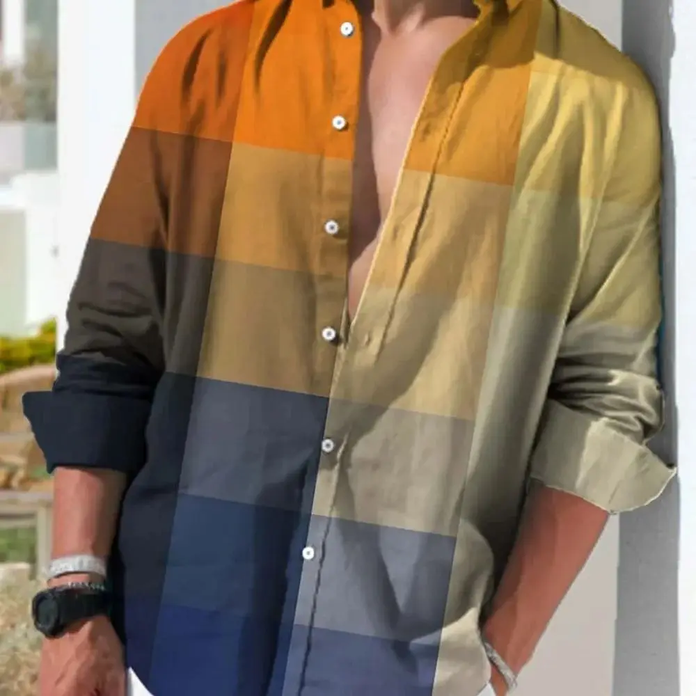 

High Quali Men's New Linen irt Casual Faion Clothing Autumn Winter Thiened Fce Collar Nine Sve Length