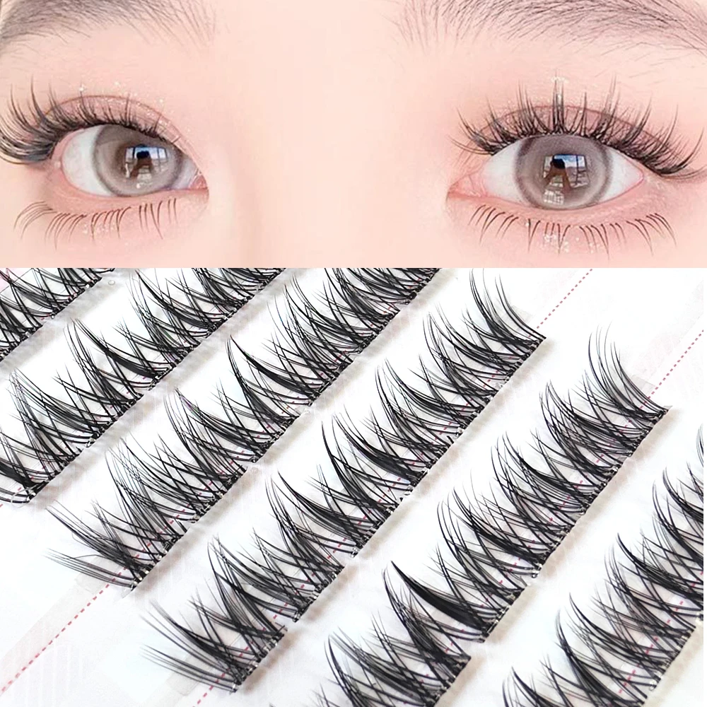 NO GLUE No Band Natural Looking False Eyelashes Fluffy Eye Lashes Cluster Individual Eyelash Self-adhesive Handmade Reusable