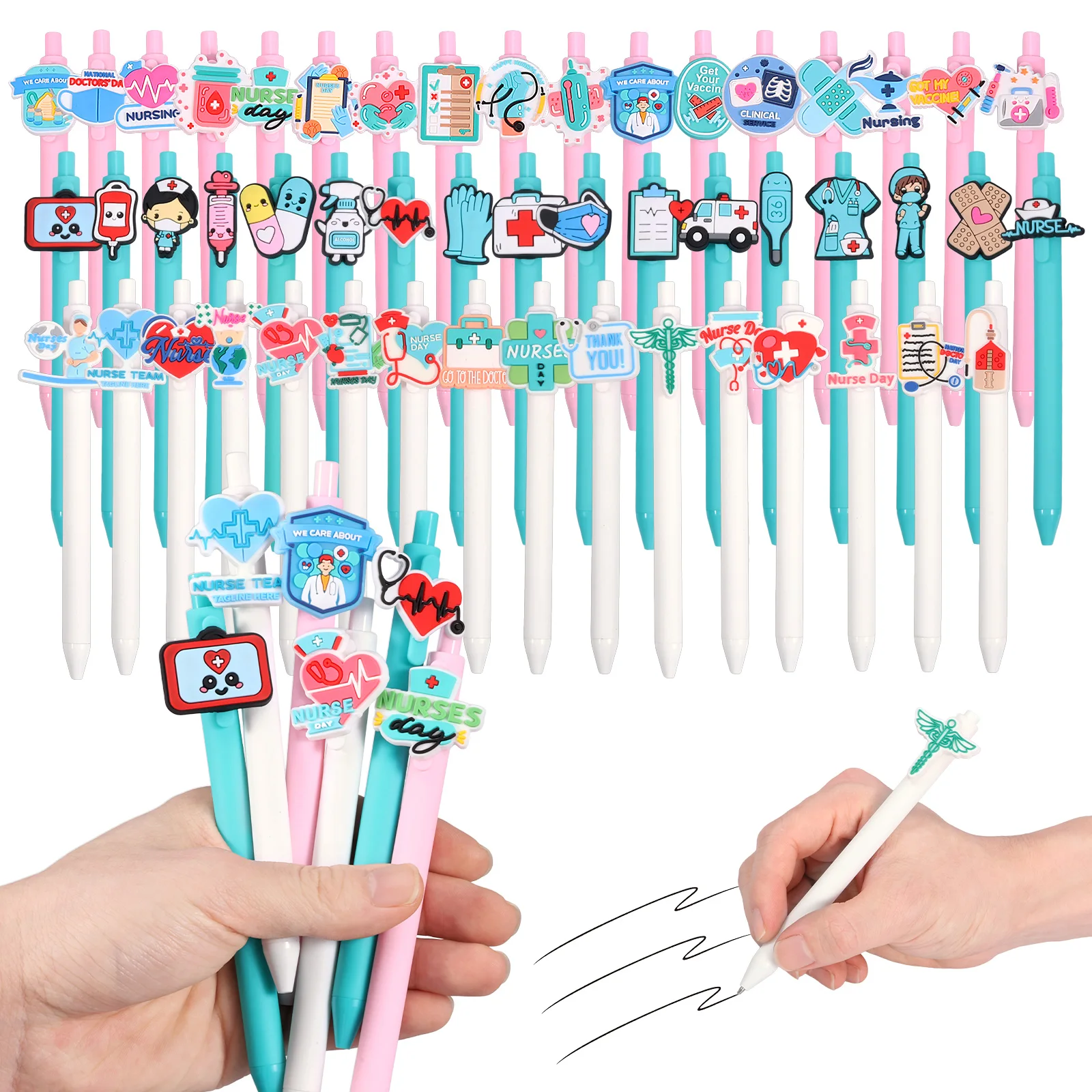 

Набор из 50 шариковых ручек с черными чернилами, забавные гелевые ручки для врачей и медсестер, ручки для медицинских записей, канцелярские принадлежности для врачей