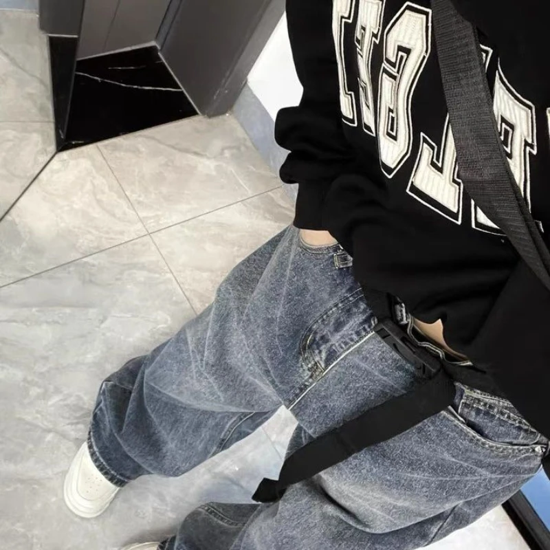 QWEEK Y2k Baggy Jeans Women Vintage High Waist Harajuku Wide Leg Pants Korean Streetwear Straight Casual Oversize Denim Trousers
