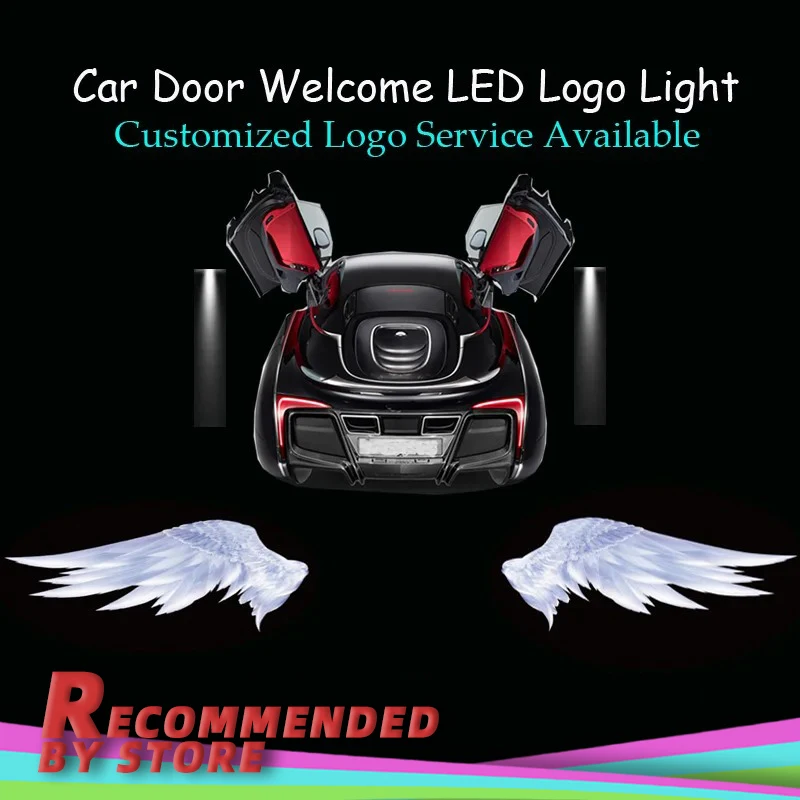 

2 Pieces Angel Wings Logo LED Laser Projector 3D Car Door Motorcycle Scooter Welcome Light Courtesy Ghost Shadow Puddle Spotligh