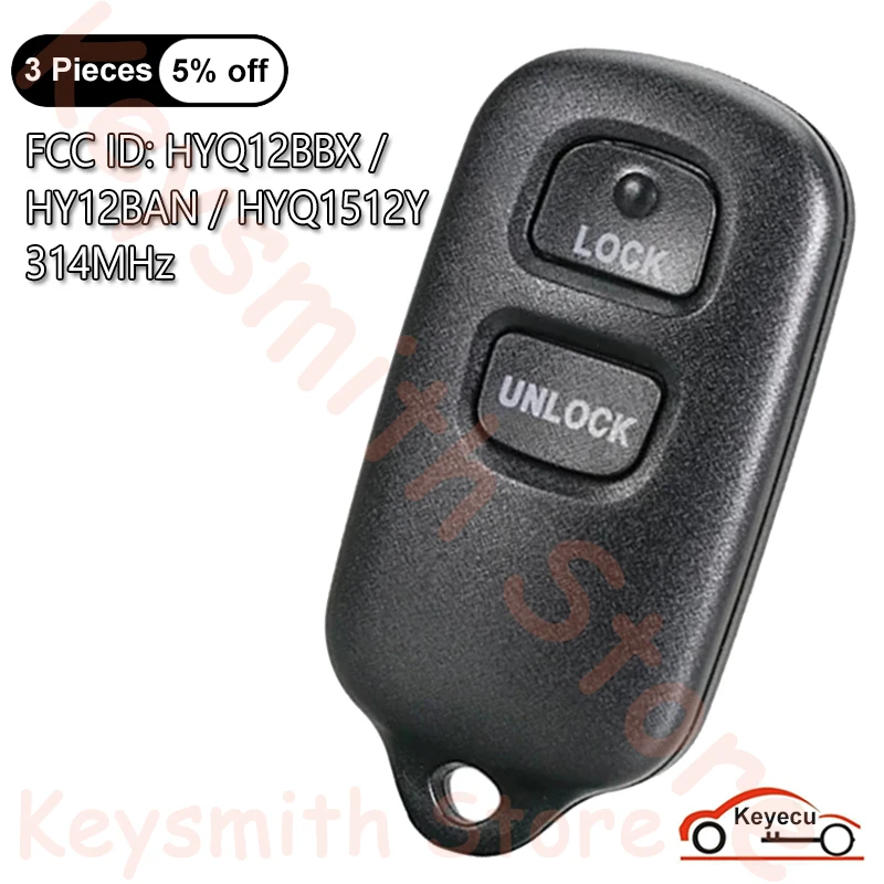 KEYECU 2+1 3 Buttons 314MHz for Toyota Celica Highlander RAV4 Tundra Echo Auto Remote Control Key Fob HYQ12BBX HY12BAN HYQ1512Y