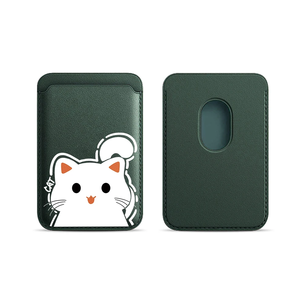 Katzen-Leder-Kartenetui Handyhülle Kartenhalter für Magnetische Hülle Geeignet für alle iPhones mit Magsafe-Kartenfunktion Niedliche Rückentasche – Detail 18