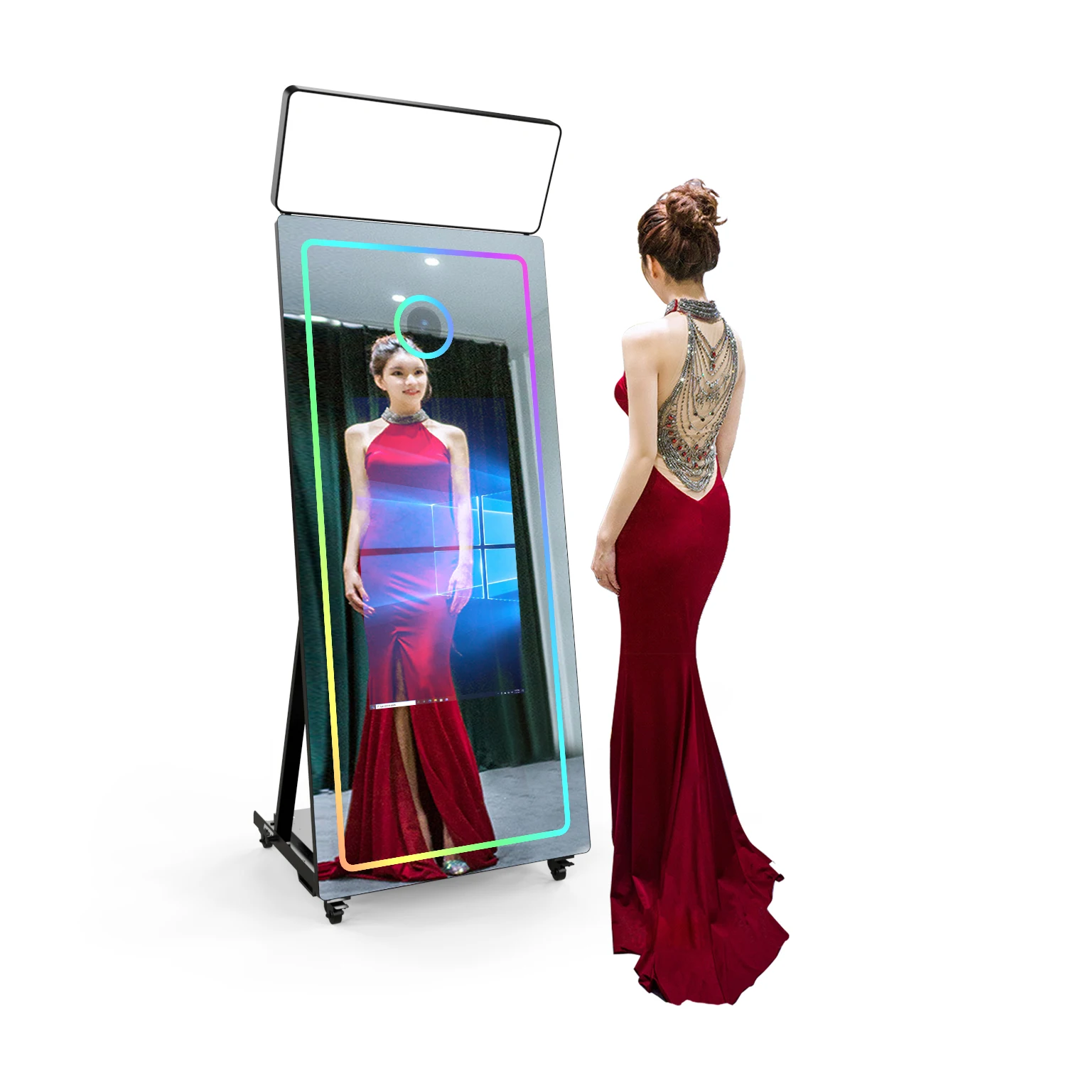 

65-Inch Magic Mirror Photo Booth With Touch Screen Scanner And Camera SLR Compatible For Photobooths