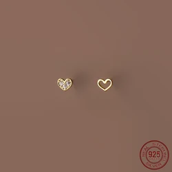 La Monada Womens Earrings Silver 925 Ear Piercing Small Hollow Heart 925 Silver Earrings For Women Silver Stud Earrings Girl