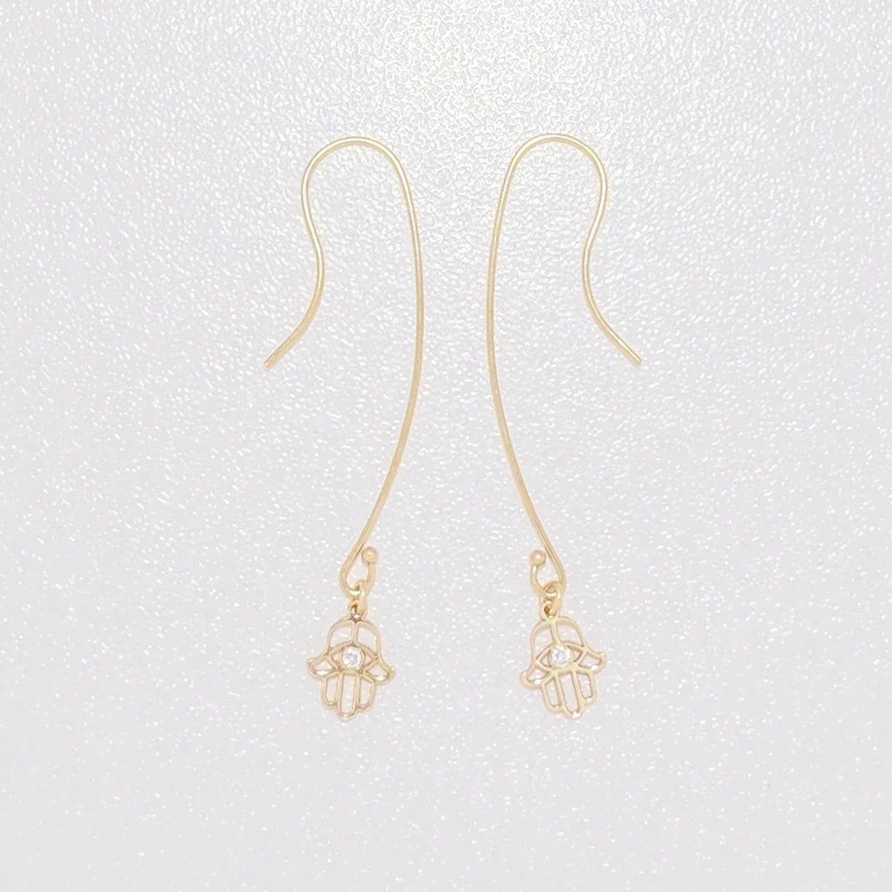

Earrings 14K Gold Filled Handmade Dainty Zircon Buddha's Hand Earring Hypoallergenic Jewelry for Women Party Birthday Daily Gift
