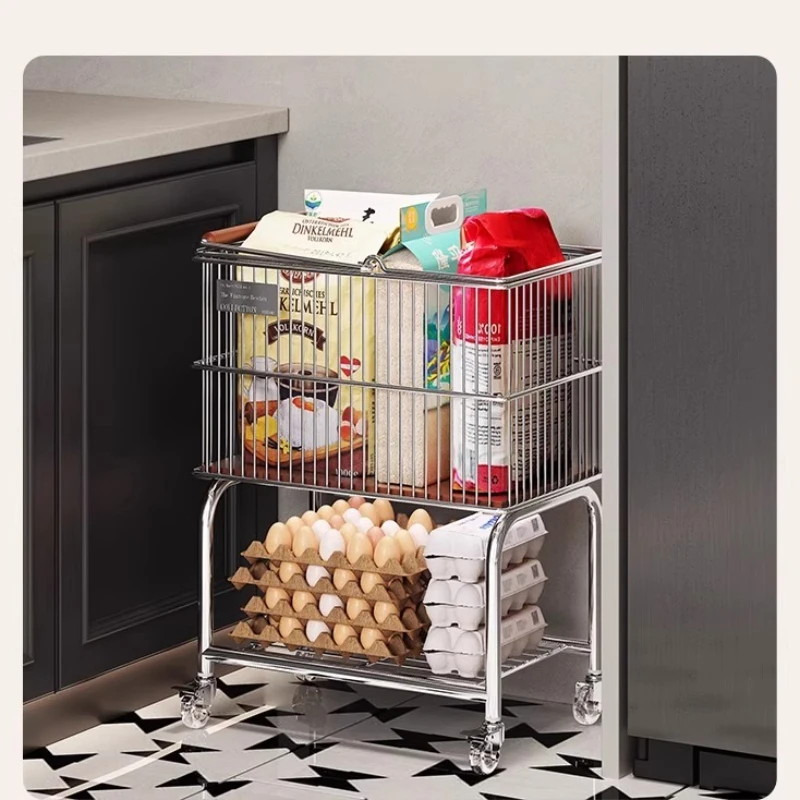 سلة غسيل كلاسيكية بطبقة مزدوجة مع عجلات لتخزين الملابس للاستخدام المنزلي رف تخزين أثاث Meuble Rangement #3