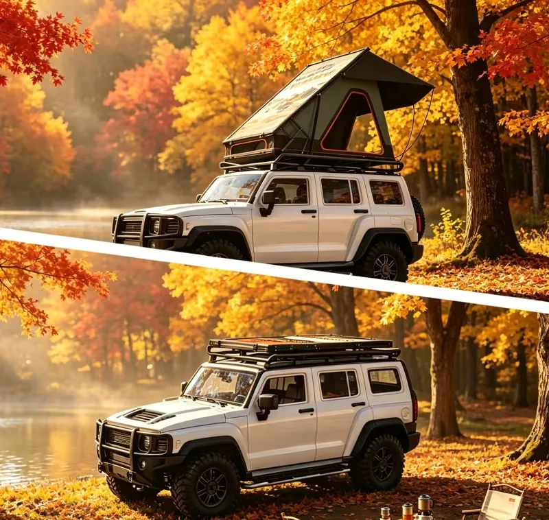 8cm Ultra Thin Printed Aluminum Hard Shell Roof Top Tent Waterproof Four-Season Quick Automatic Opening For 1-2 Adults SUV