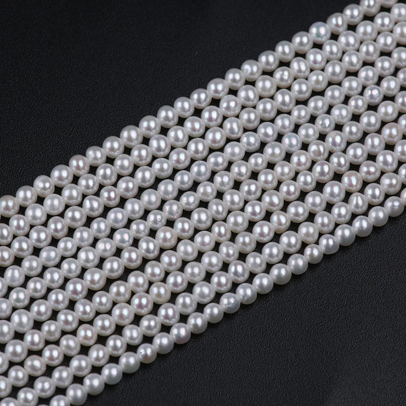 2.5-3mm AA Natural White Loose Beads Freshwater Round Pearl Strand