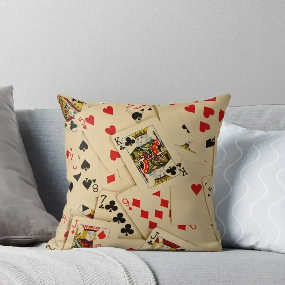 

Scattered Pack of Playing Cards Hearts Clubs Diamonds Spades Pattern Throw Pillow Ornamental Pillow pillow pillowcase