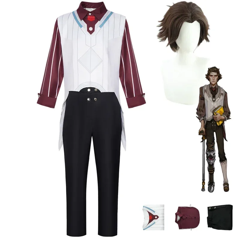 لعبة LOL Arcane الموسم 2 فيكتور أزياء تنكرية آلة هيرالد شريط قميص بلايز موحدة شعر مستعار رجل كرنفال الهالوين k;3,c'5.b;8'