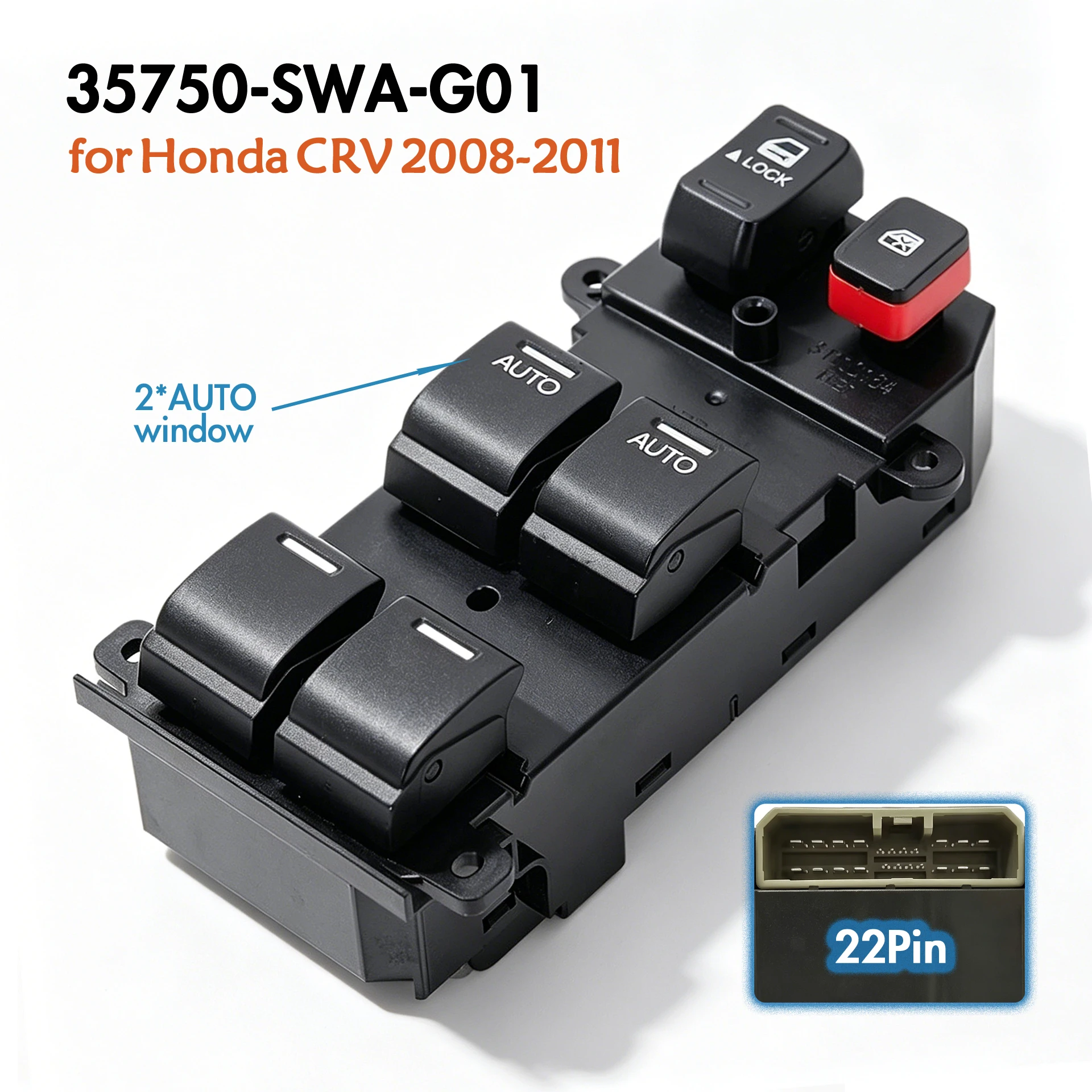 For Honda CRV 2008-2011,Front Left Driver Side Electric Master Power Window Control Switch Glass Lifter Adjustment Button