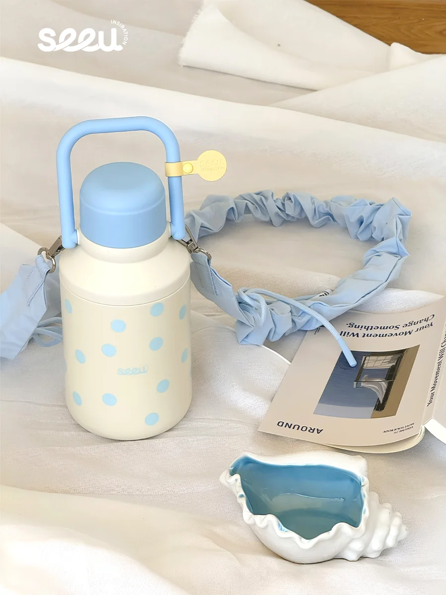 

Seeu Polka Large Capaci 000ml Stainl Steel 36 Insulated Water Bottle with Filter Net Carry Buet Thermal Pot