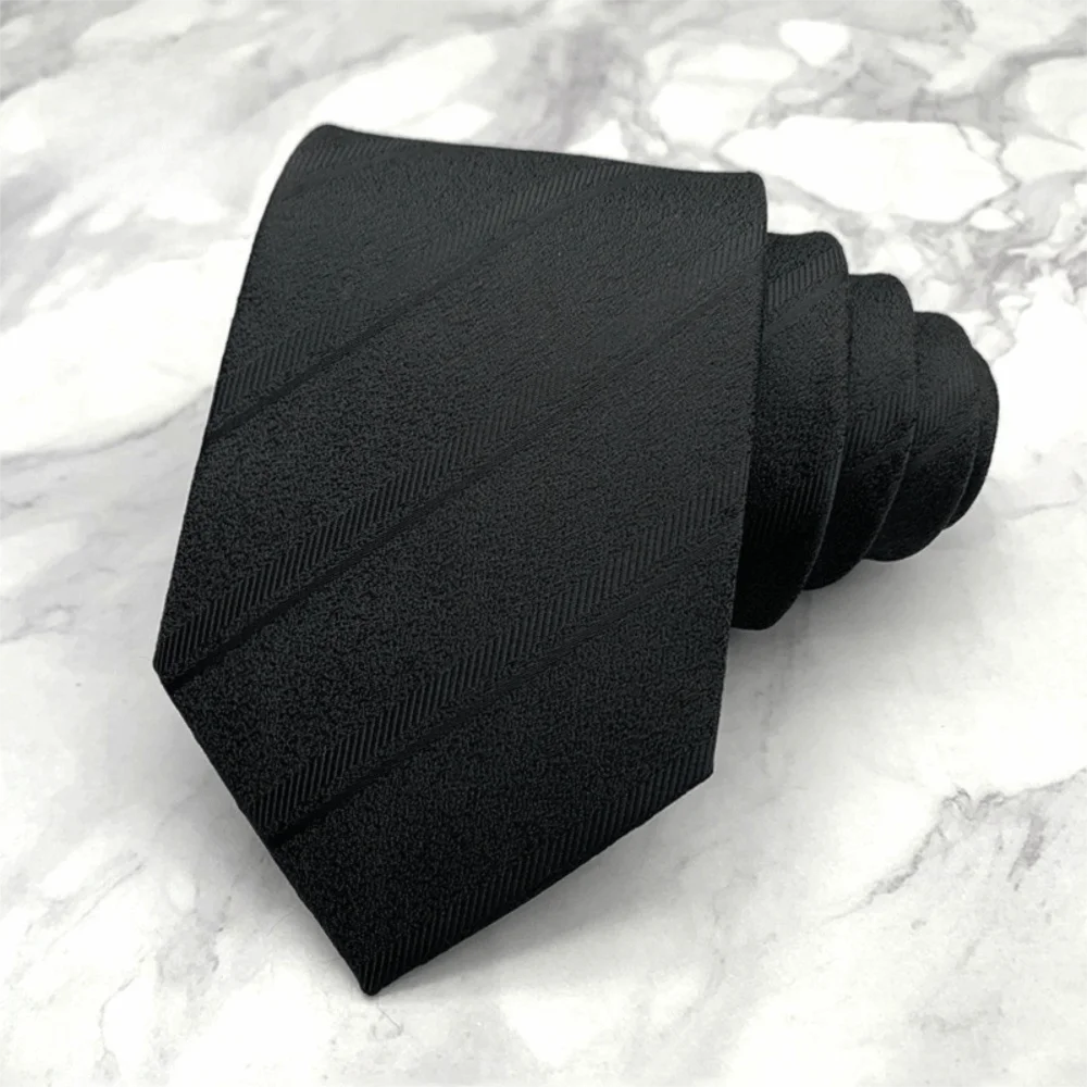 بسيطة بلون أسود ربطة العنق المشارب الجاكار الرجال ربطة العنق قابل للتعديل اليد تعادل الرجعية Cravat الأعمال