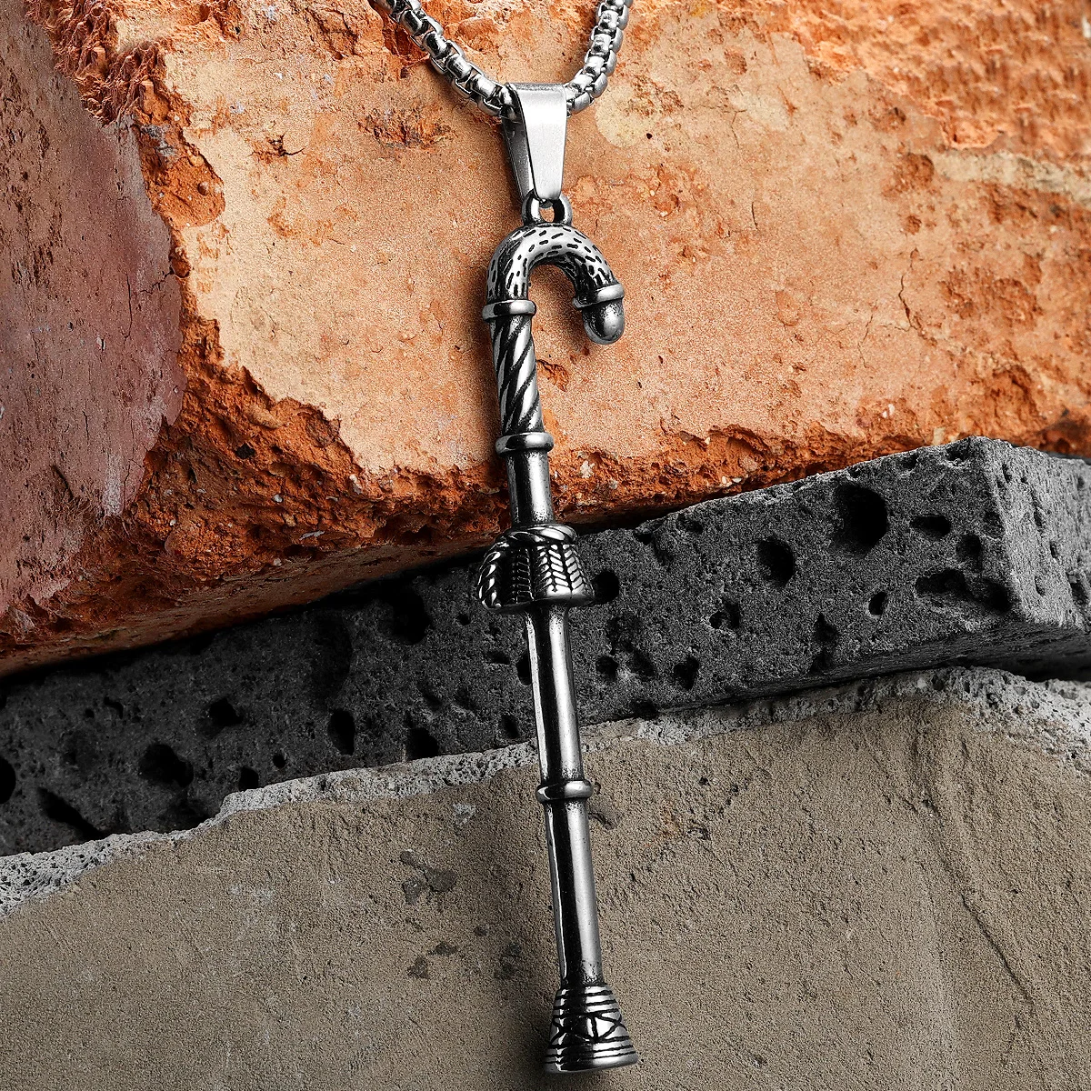 Merry Christmas Candy Cane Stainless Steel Man Necklaces Pendant Chain Punk For Women Fashion Jewelry Gift Wholesale Dropshiping