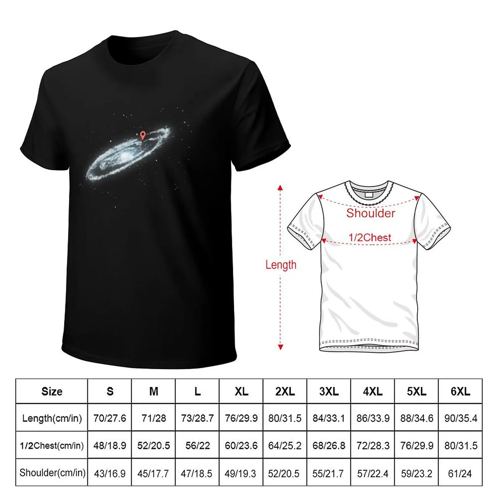 You Are Here - Milky way T-Shirt funnys plus size tops shirts graphic tee Men's cotton t-shirt