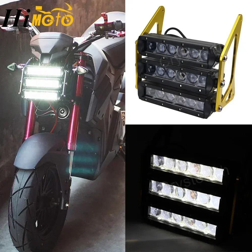 Motorcycle Headlight Headlamp 120W 12V LED Modified three-layer Front Fork Light Lamp With Bracket For Honda Grom MSX125 125SF