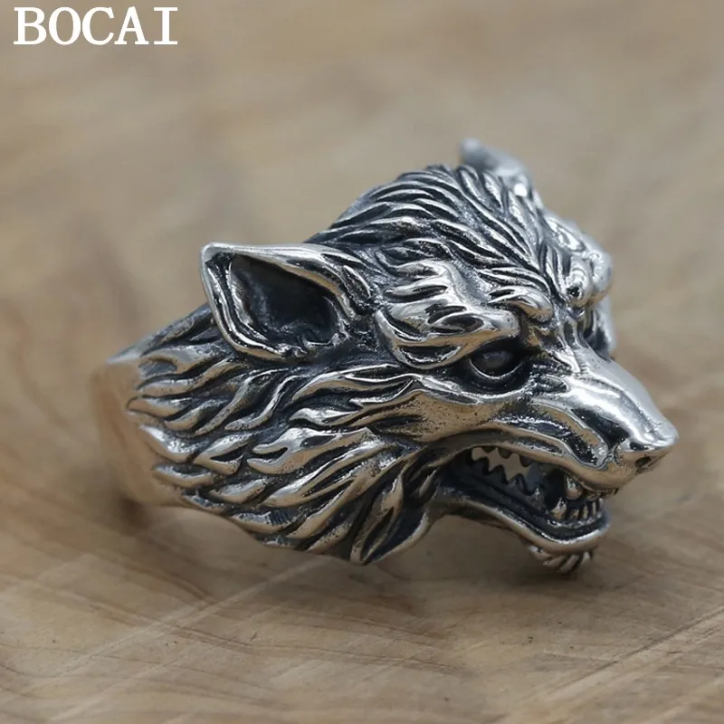 

BOCAI НОВОЕ кольцо из стерлингового серебра S925 в стиле ретро с властной головой волка
