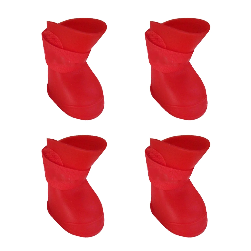

Little Pet Dog Puppy Anti-slip Rain Snow Boots Candy Colors Rubber Waterproof Boots Shoes - Size S (Red)
