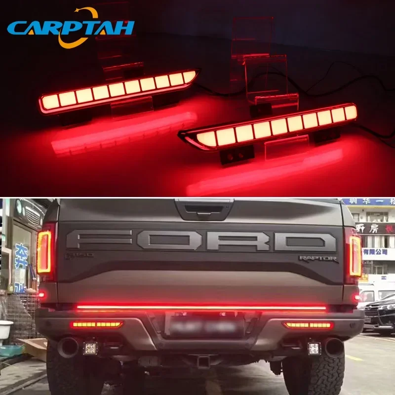 Car LED Rear Bumper Lamps For Ford Raptor SVT F150 2016-2020 Brake Light Turn Signal Backup Reflector Lamp Reverse Fog Taillight