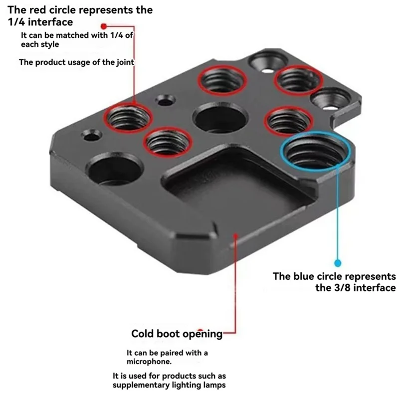 B03B-Stabilizer Extension Plate For DJI Ronin RS3/RS2/RSC2/SC/S Gimbal Stabilizer Extension 1/4 3/8Inch Hole Cold Shoe