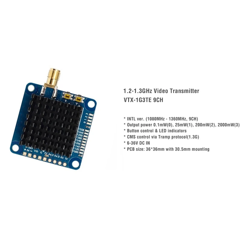 Imagem -03 - Transmissor de Vídeo Vtx com Tramp Controle para Drones Fpv de Longo Alcance 1.2ghz 1.3ghz 2w 2000mw Canais Vtx 1g3te