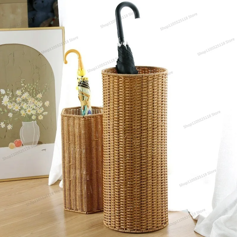 For Imitation Rattan Umbrella Stand, Home Creative Umbrella Storage Bucket