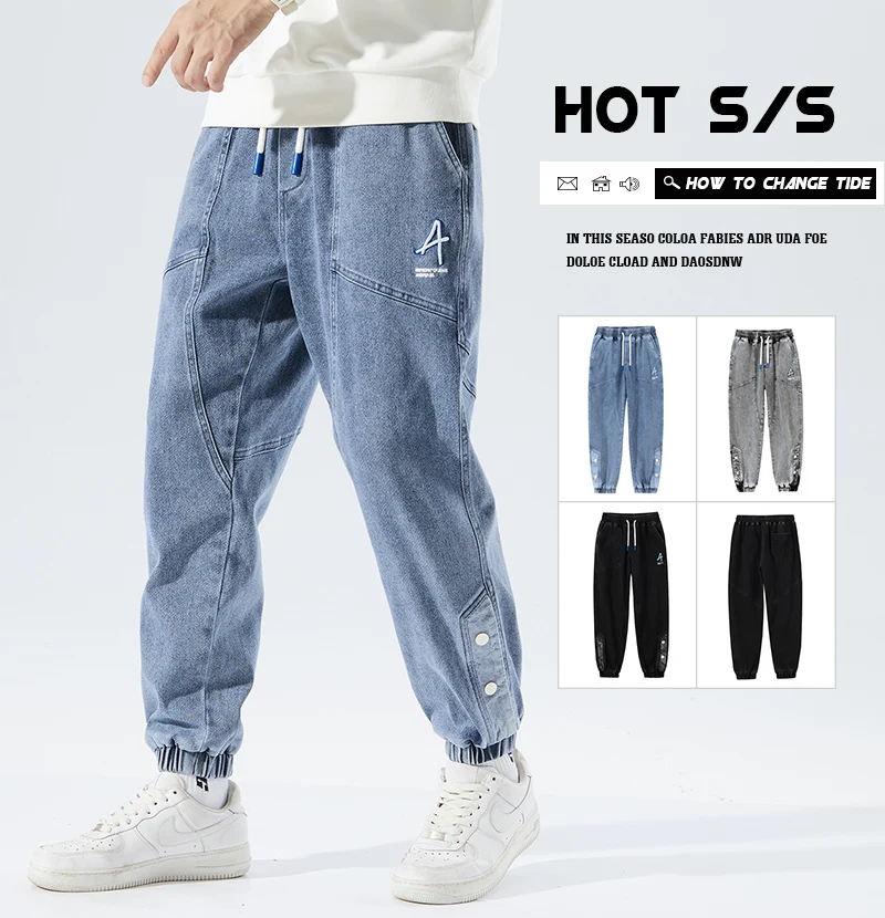 

Jogger Pants Jeans Men Denim Pants Plus Size 8XL Fashion Casual Pants Elastic Waist