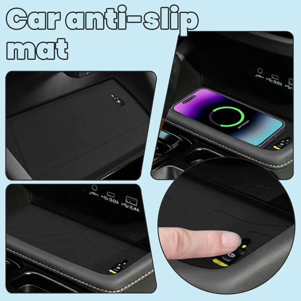 Car Wireless Charger Pad Forester 25/26 Stable Fast Charging Central Console Storage Box Silicone AntiSlip Mat Phone Holder Tray