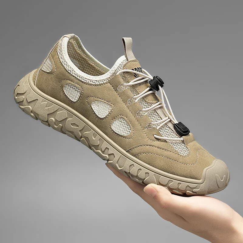 

Good Quality Air Cushion Outdoor Beach Sandals Men Mesh Flats Solid Colour Men's Running Shoes Fashion Outsole Male Sports Shoes