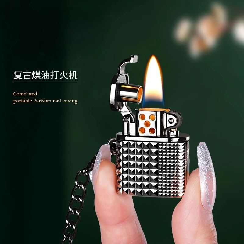 New Mini Grinding Wheel Lighter with Hanging Rope Portable Compact Lighter for Men's Gift