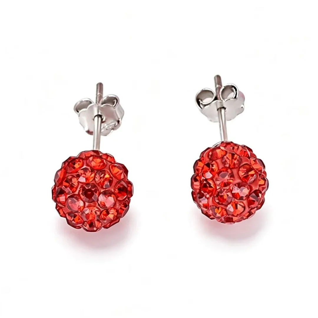 Women Round Polymer Clay Ball Stud Earrings, 925 Sterling Silver Post & Silver Ear Backs, Hypoallergenic Solid Ball Jewelry, Dai