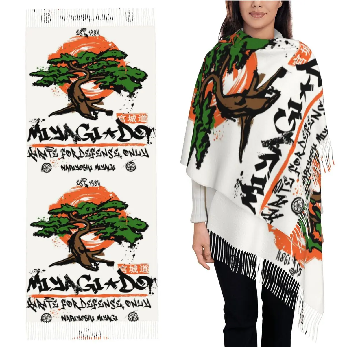 

Miyagi Do Karate Scarf Tassel Scarves for Women Soft Warm Shawls and Wraps Long Fall Winter Shawl Wrap