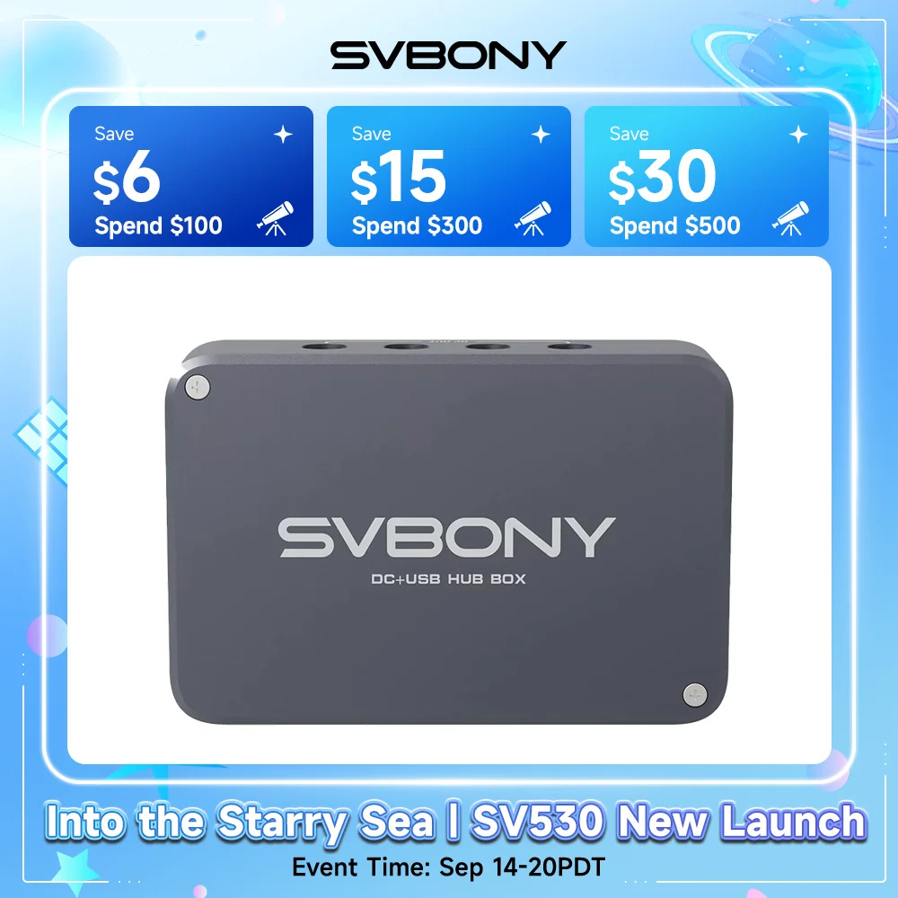 Svbony SV241 Micro DC +USB HUB Box High-speed Readout Output Type-C Interface Power Indicator Lights for Astrophotography