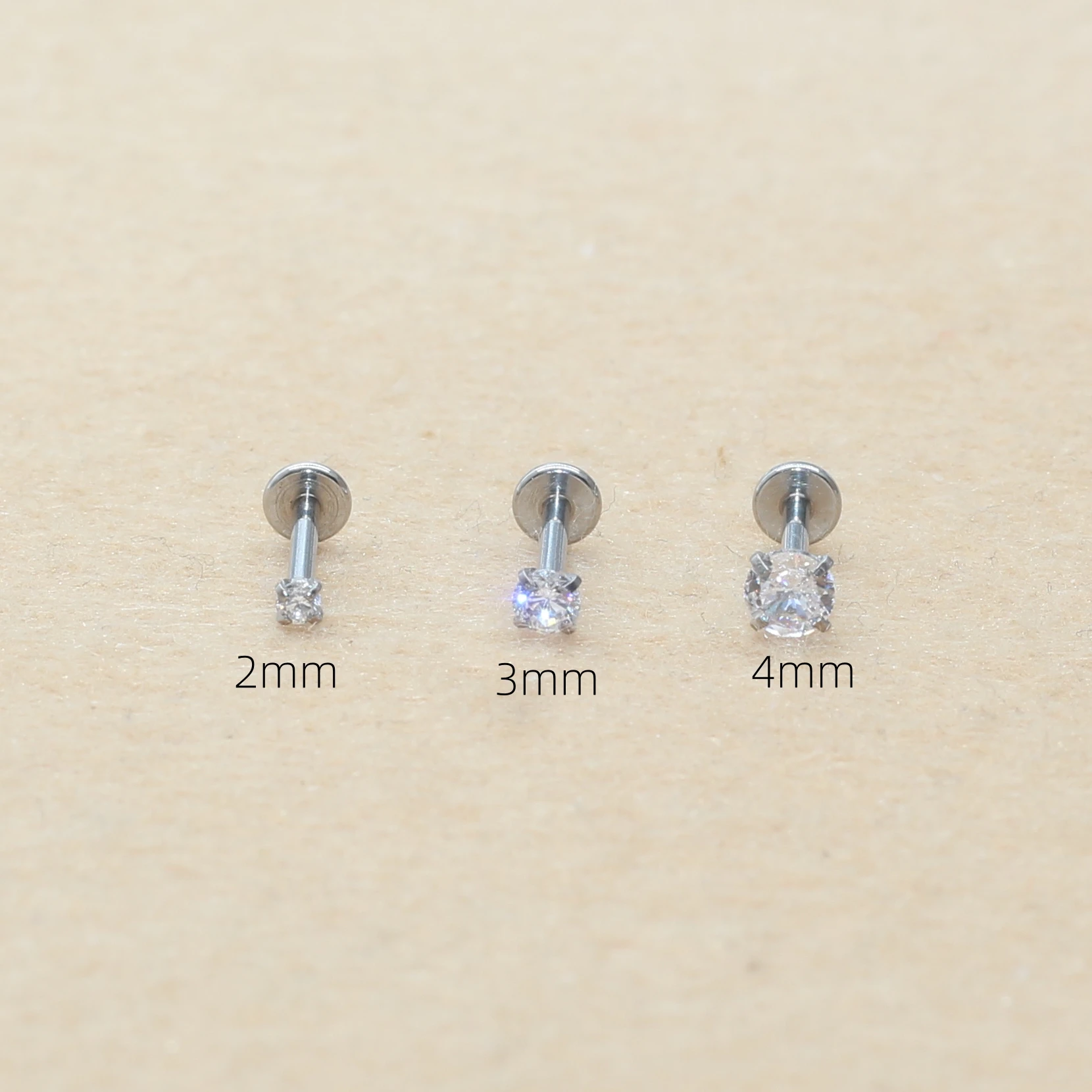 1pair Flat Base Stainless Steel Stud Earrings With 2 3 4mm AAA Round Clean Zircon No Fade Allergy Free Quality Jewelry