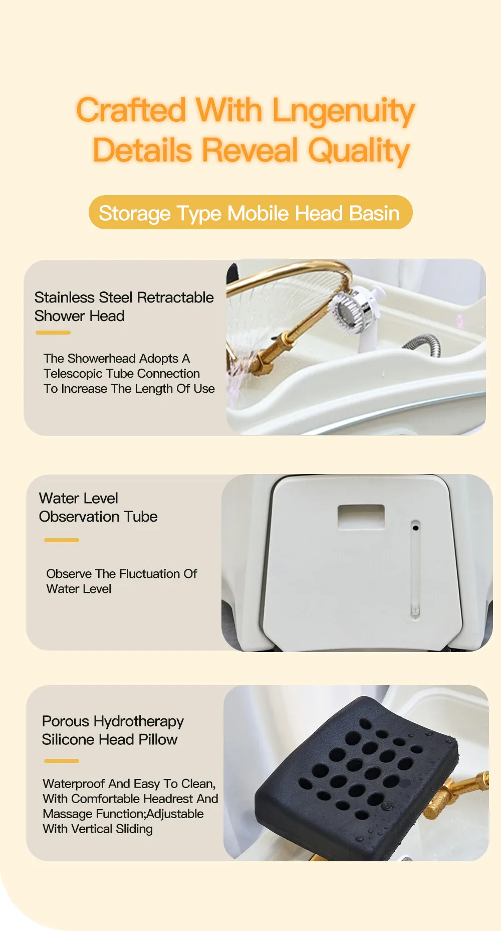 Tragbares Haarwaschbecken Mobile Shampoo-Schüssel mit 60L Wassertank Thermostatische Heizung Zirkulation Befeuchtungs-Kopf-Spa-Maschine – Detail 18