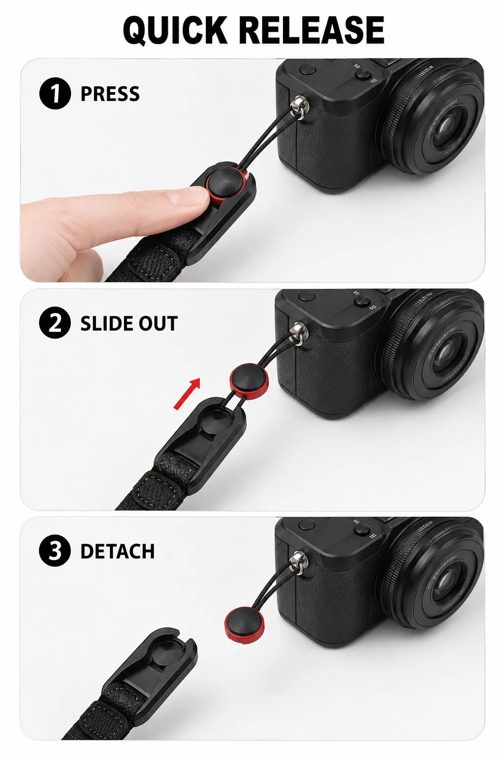 SOARSHOT Schnellverschluss-Kamera-Handgelenkschlaufe Verstellbarer Handgriff für Canon, Sony, Nikon, Fujifilm DSLR- und Spiegelloskameras – Detail 8