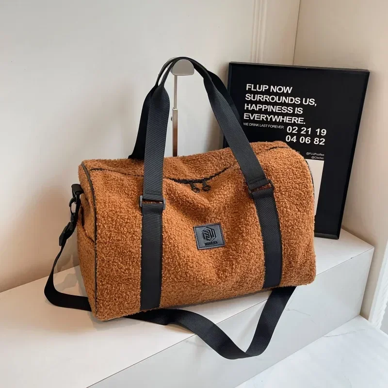 Casual Solid Colors Large Capacity Travel Bags Corduroy Winter Zipper Durable Leisure Sport Handbags for Unisex 2024 Hot on Sale