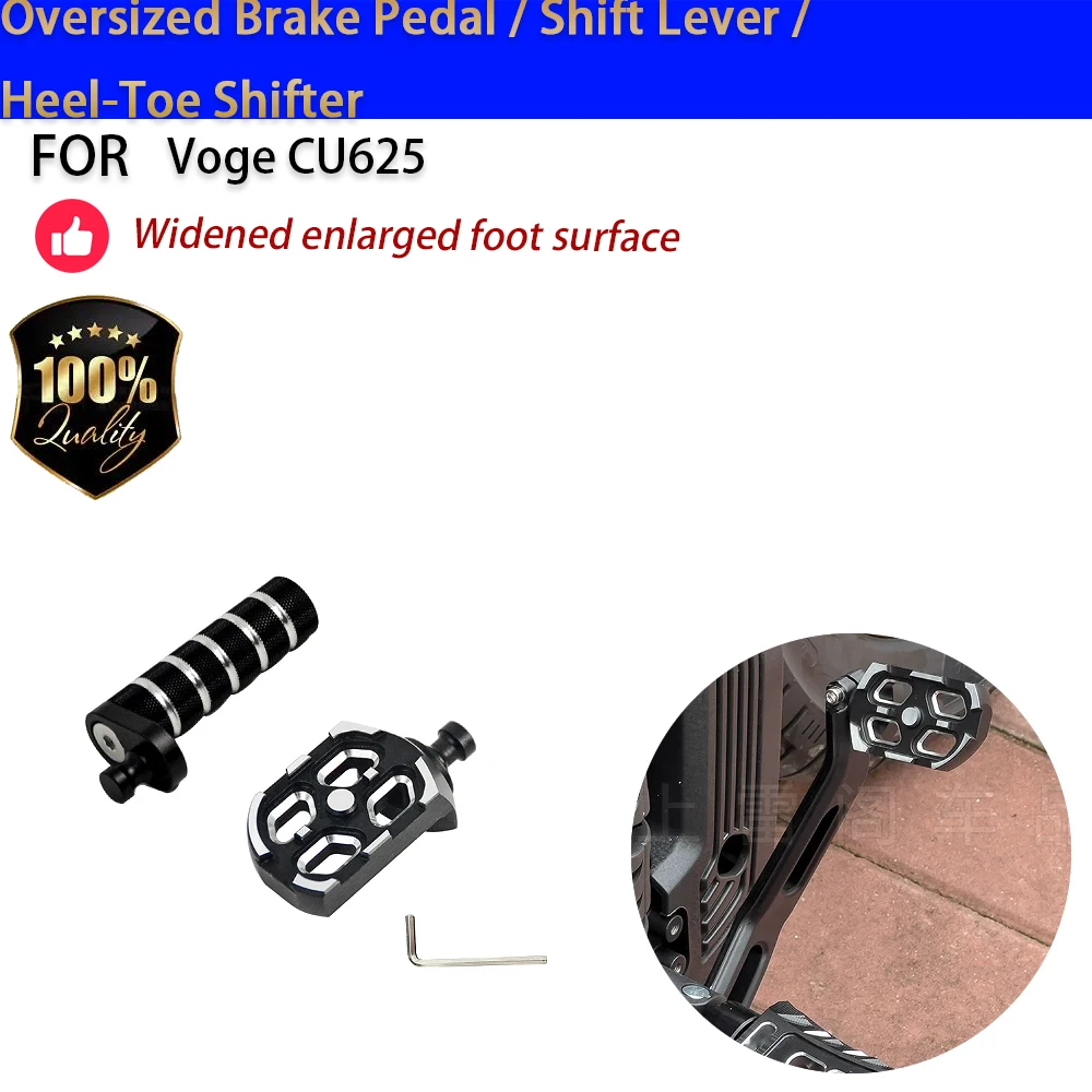For Voge CU625 Oversized Brake Pedal Shift Lever Heel-Toe Shifter CNC Aluminum Anti-Slip No-Drill Accesorios Moto