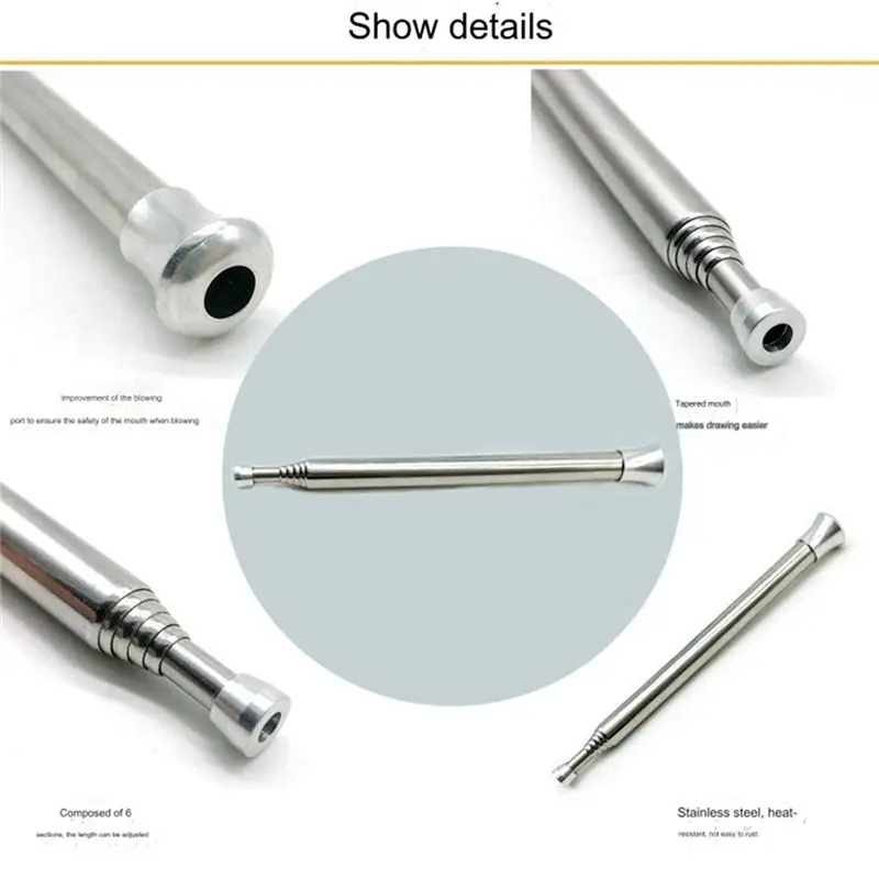AC76-Stainless Blow Fire Tube Stick Outdoor Cooking Portable Telescopic Blowpipe Fire Pipe Survival Camping Tools