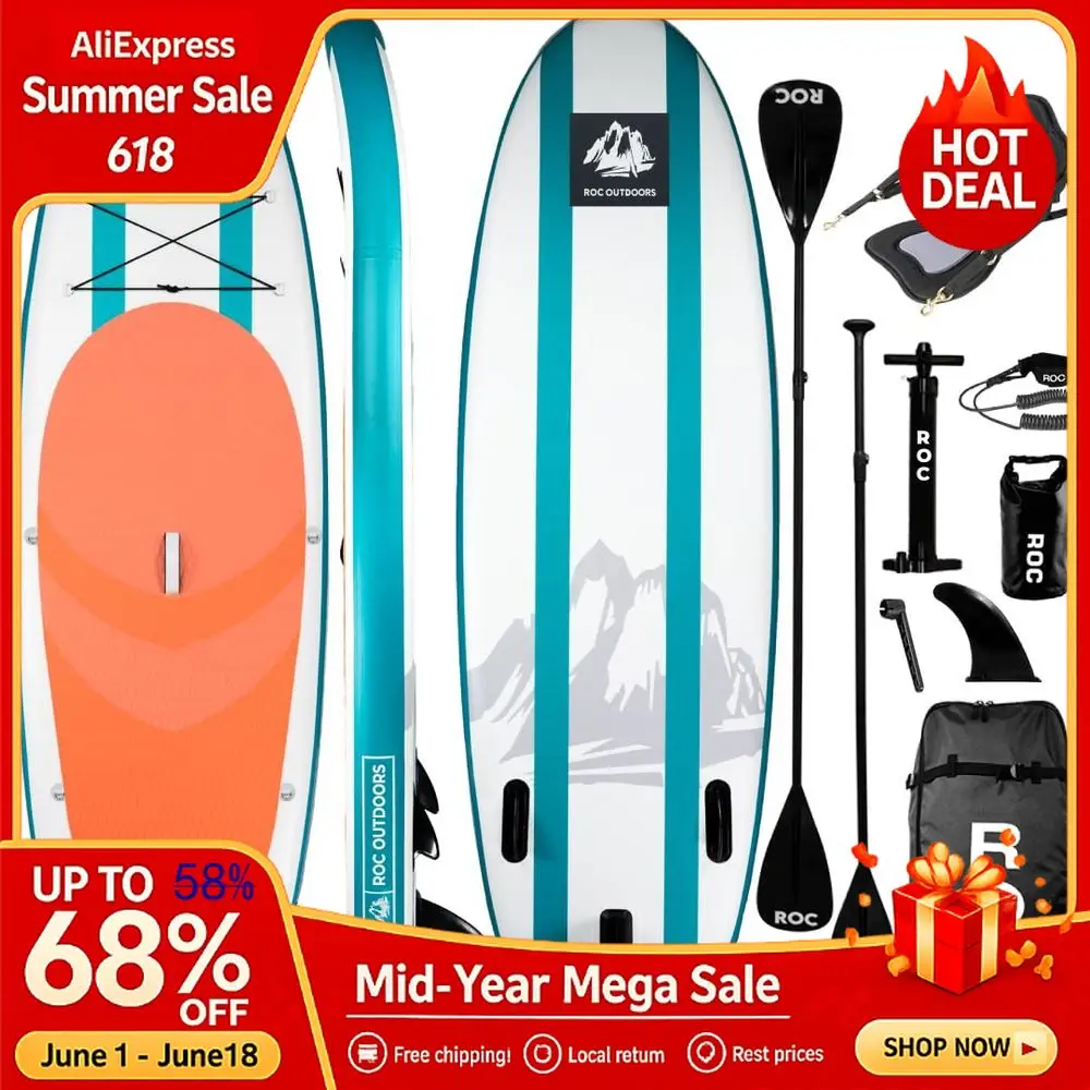 

Inflatable Stand Up Paddle Board With Premium SUP Paddle Board Accessories, Wide Stable Design, NonSlip Comfort Deck For Custom