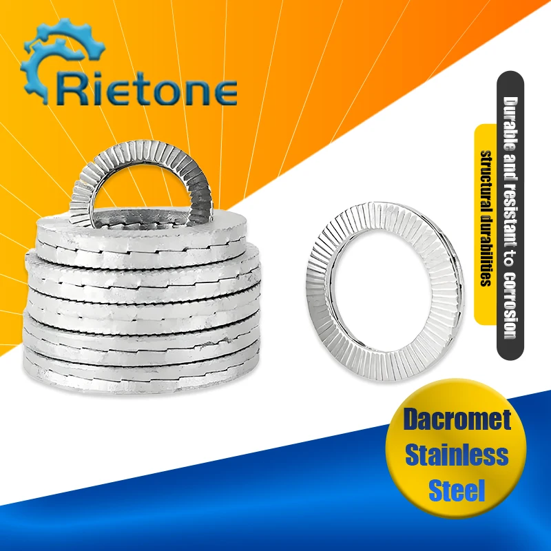 M3 M4 M5 M6 M8 M10 M12 M14 M16~M22 Stainless Steel Dacromet Double Deck Self-Locking Washer Wedge Lock Loose Shock Proof Gasket.
